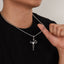 Hip-Hop Vintage Cross Heart Snake Stainless Steel Zircon Men's Pendant Necklace