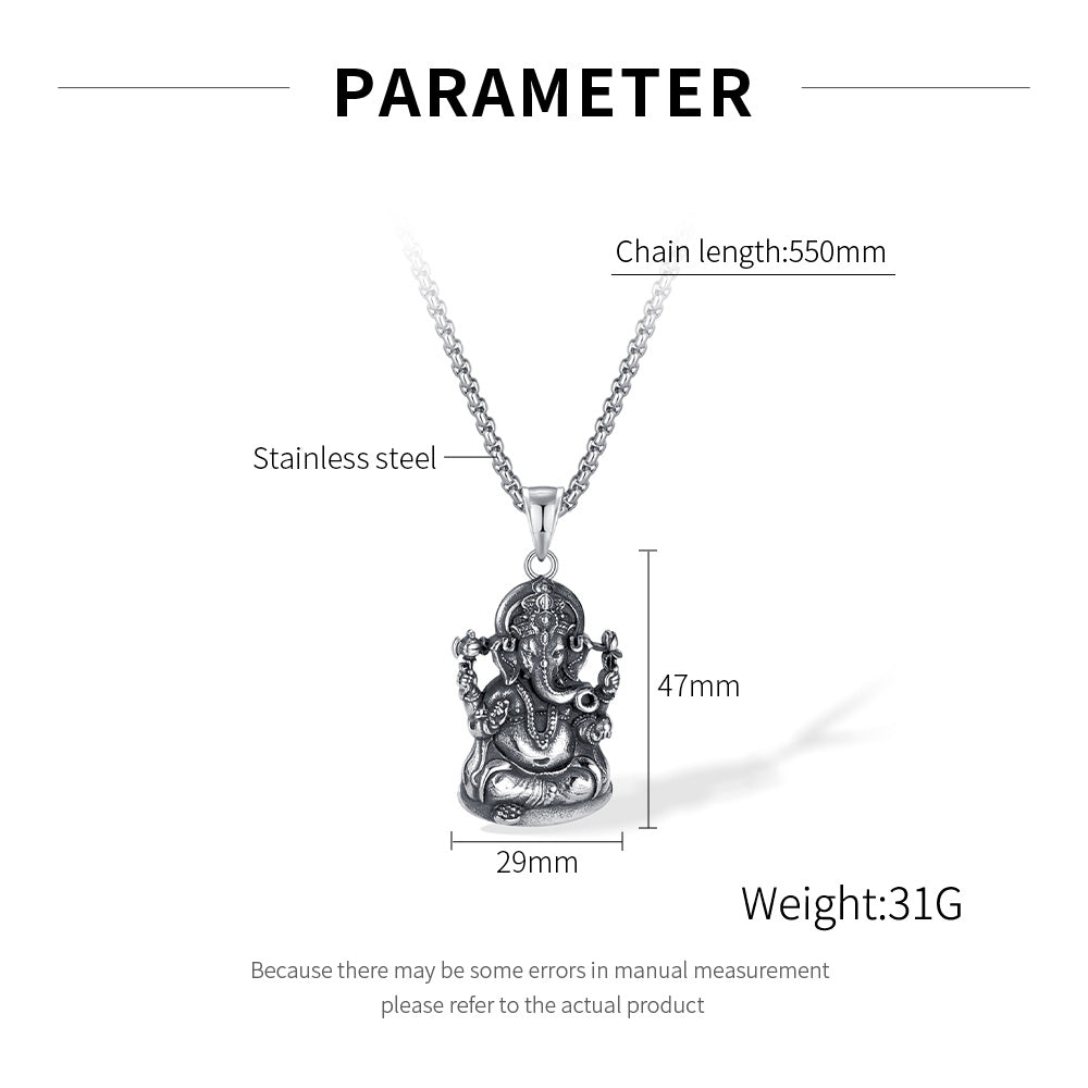Hip-Hop Vintage Elephant Stainless Steel Men's Pendant Necklace