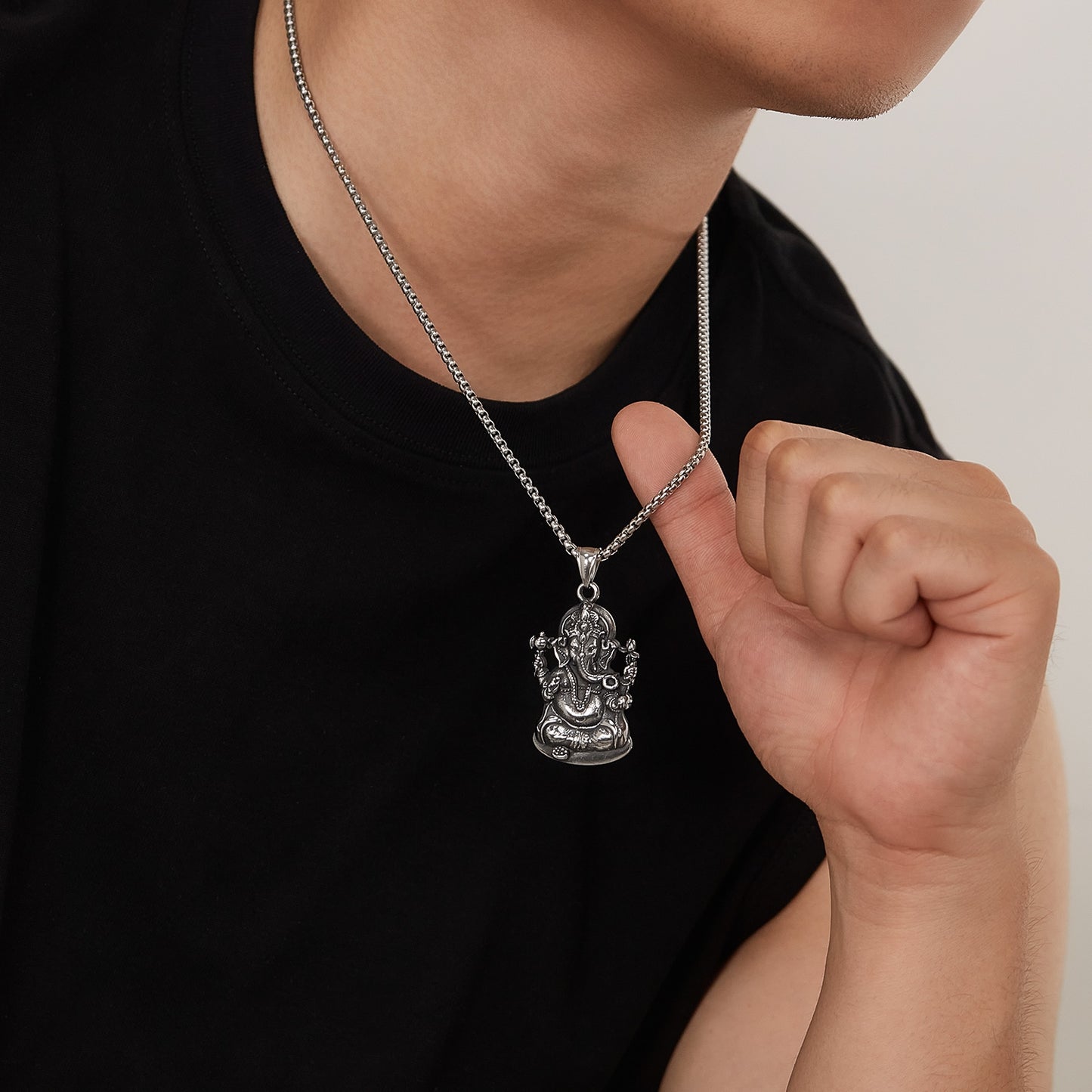 Hip-Hop Vintage Elephant Stainless Steel Men's Pendant Necklace