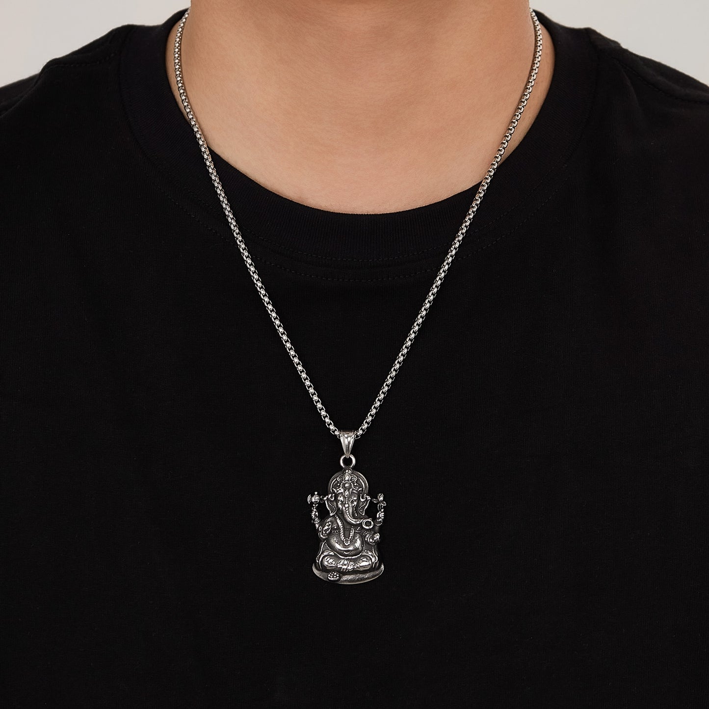 Hip-Hop Vintage Elephant Stainless Steel Men's Pendant Necklace