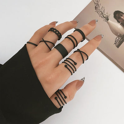 Vintage Geometric Alloy Stoving Varnish Adjustable Women's Ring Set