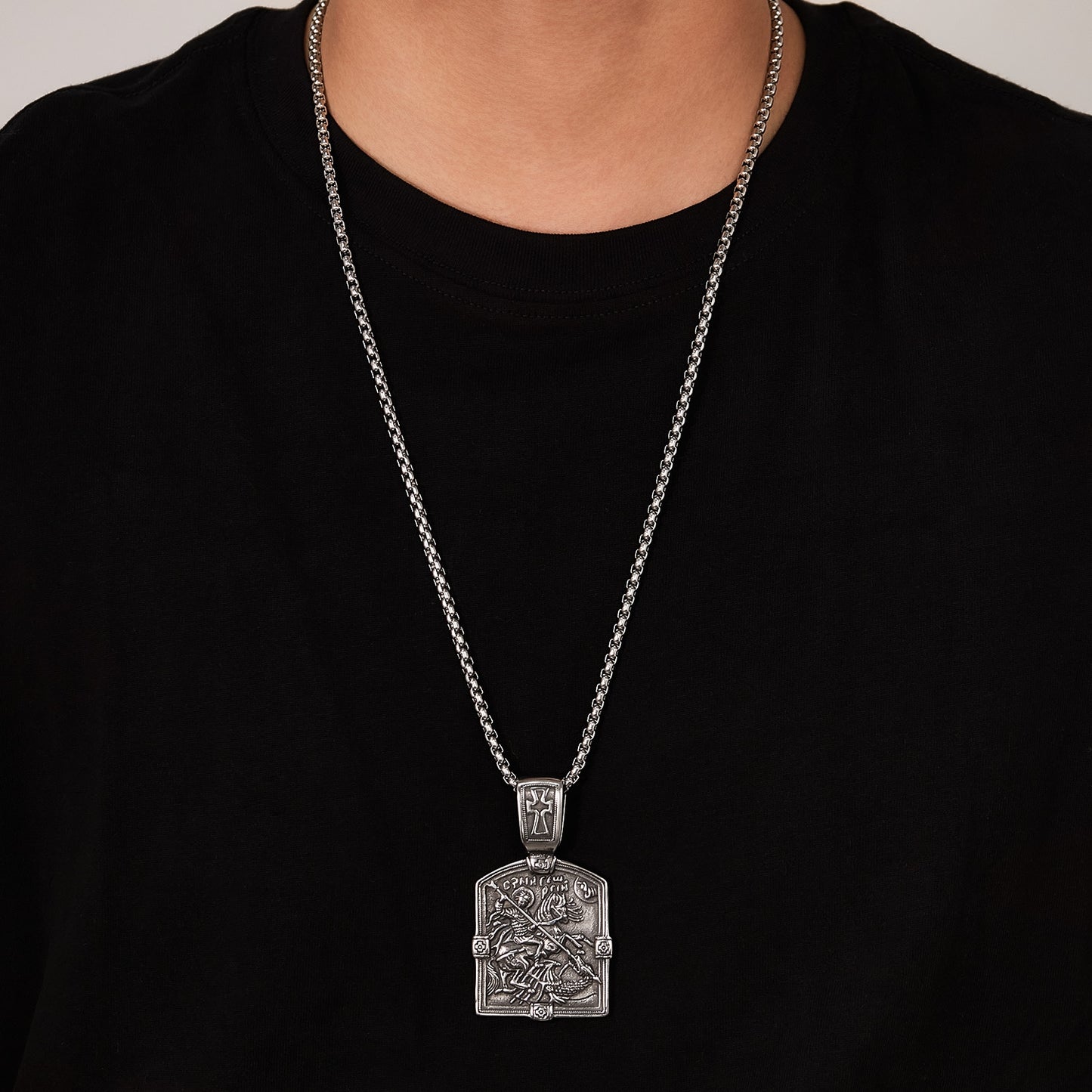 Hip-Hop Vintage Geometric Stainless Steel Men's Pendant Necklace
