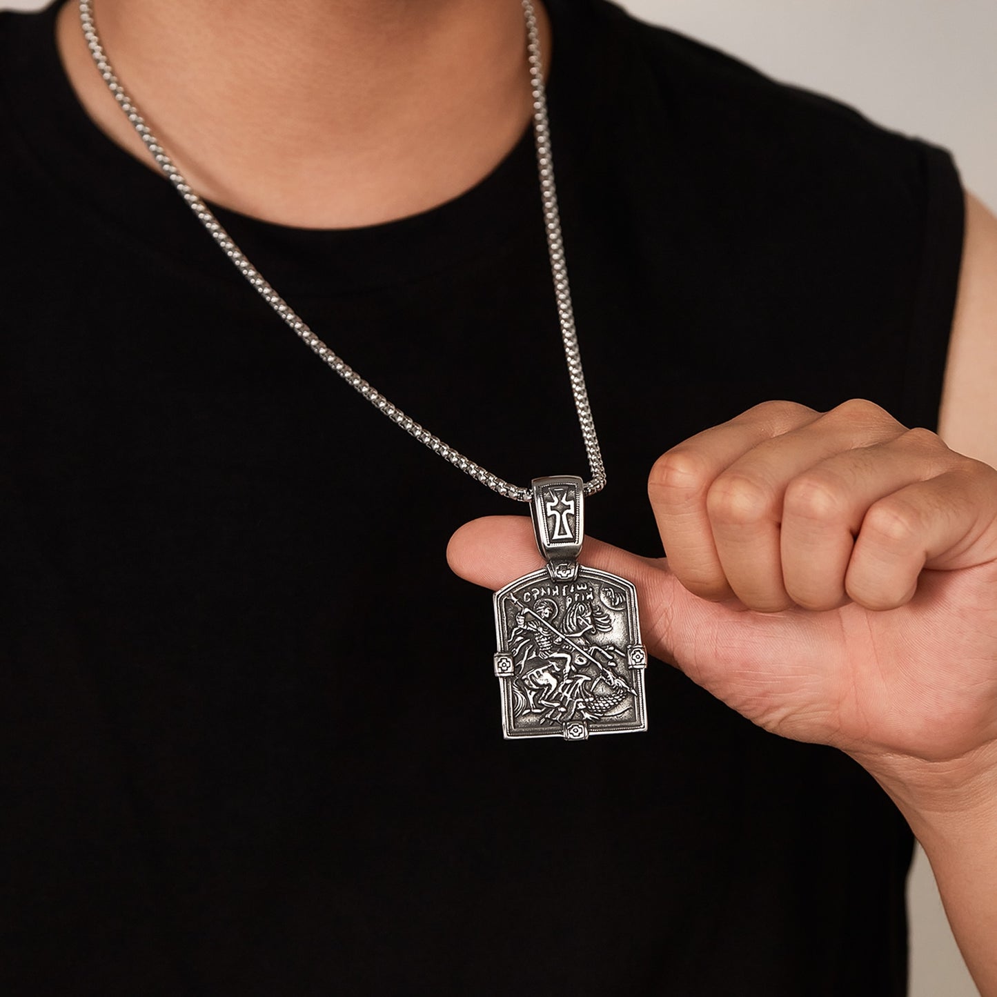 Hip-Hop Vintage Geometric Stainless Steel Men's Pendant Necklace