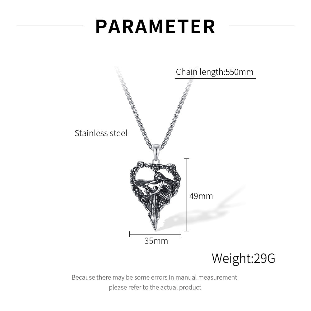 Hip-Hop Vintage Human Heart Stainless Steel Pendant Necklace for Men