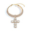 Hip-hop Rhinestone Cross Pendant Choker Necklace for Women