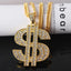 18k Gold Plated Hip-hop Dollar Sign Rhinestone Pendant Necklace