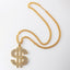 18k Gold Plated Hip-hop Dollar Sign Rhinestone Pendant Necklace