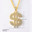 18k Gold Plated Hip-hop Dollar Sign Rhinestone Pendant Necklace