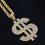 18k Gold Plated Hip-hop Dollar Sign Rhinestone Pendant Necklace