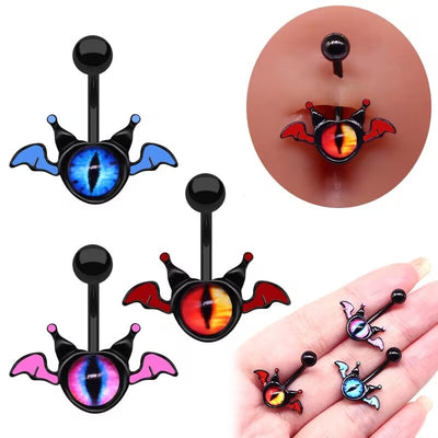 Exaggerated Funny Eye Resin Belly Button Ring - Halloween Demon Piercing Jewelry