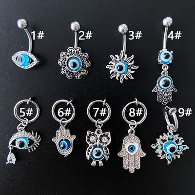 Hip-hop Devil's Eye Sunflower Rhinestone Belly and Nose Ring Jewelry
