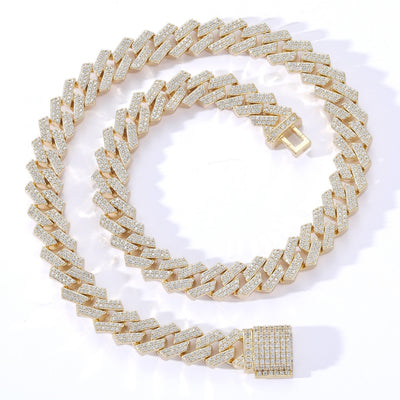 18K Gold Plated Geometric Zircon Cuban Necklace and Bracelet Set