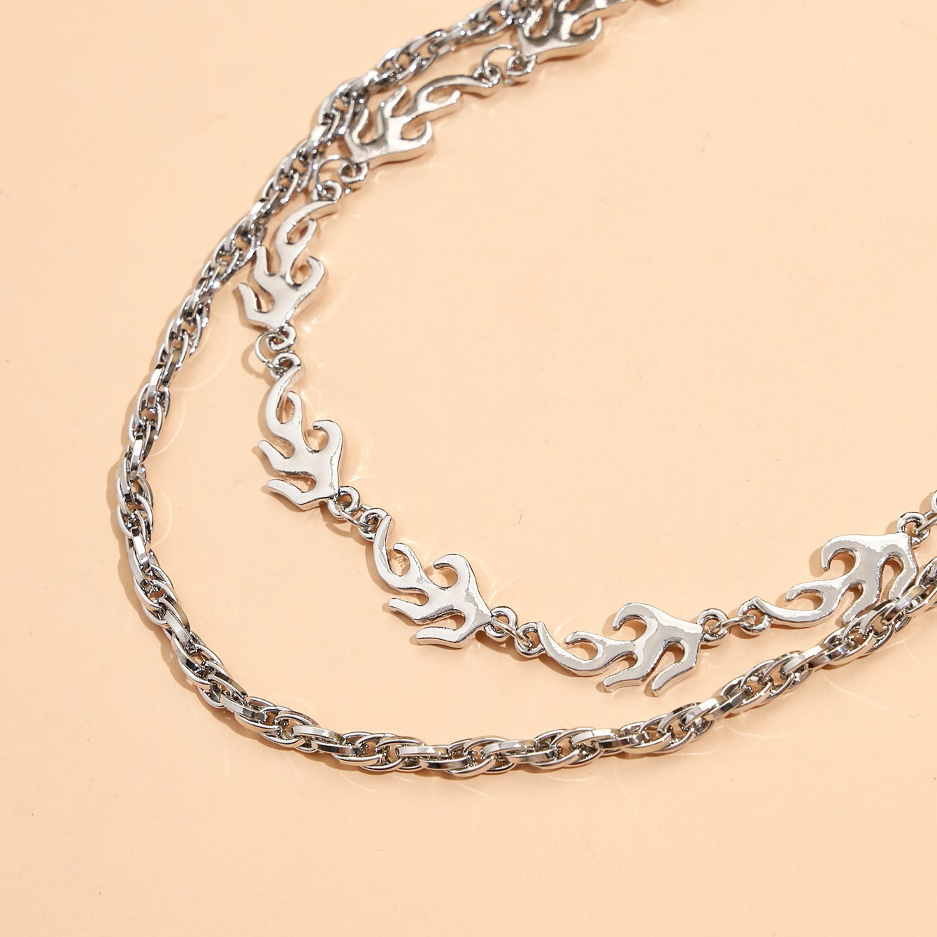 Hip-hop Flame Chain Multi-layer Alloy Necklace