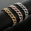 Hip-hop Geometric Alloy Rhinestone Cuban Chain Men's Bracelet