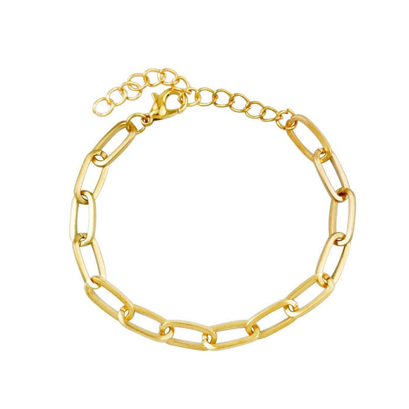 Geometric Alloy Plated Women's Cuban Chain Bracelet