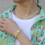 Hip-hop Geometric Rhinestone Men's Necklace and Bracelet Set - Punk Double Row Design