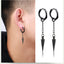 Hip-hop Geometric Stainless Steel Tassel Chain Earrings for Men and Women