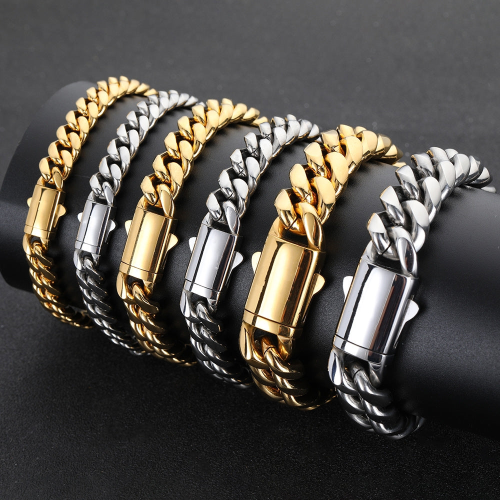 Hip-Hop Geometric Stainless Steel Cuban Chain Men's Bracelet