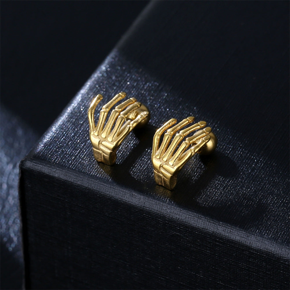 Hip-hop Hand Stainless Steel Plating Earrings 1 Pair