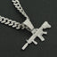 Hip-hop Pistol Rhinestone Men's Pendant Necklace with Cuban Chain