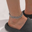 Hip-hop Punk Geometric Rhinestone Cuban Chain Unisex Anklet