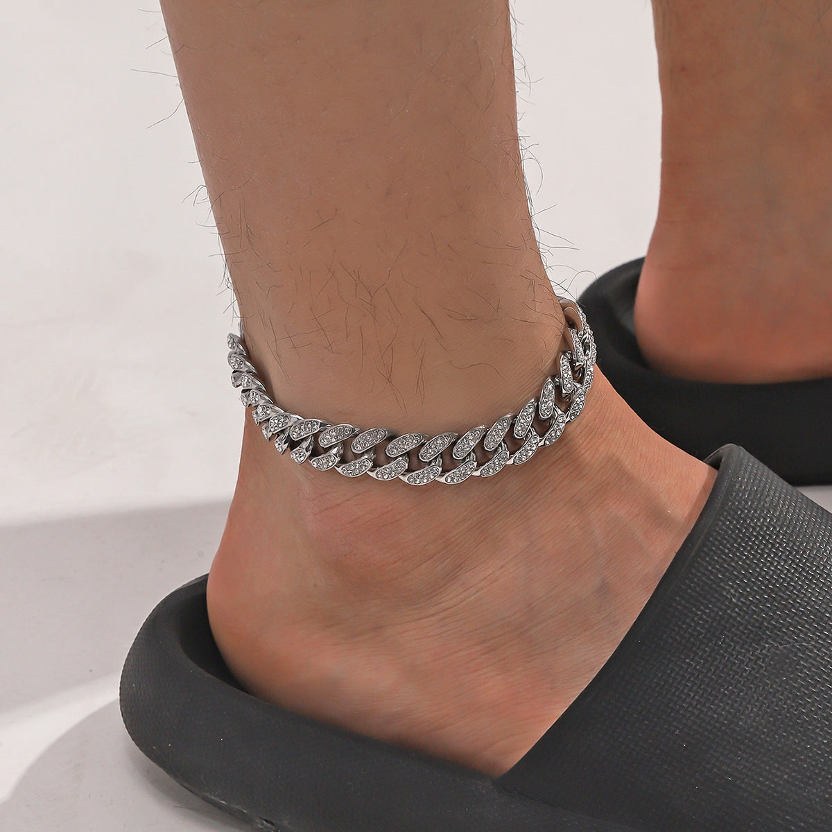 Hip-hop Punk Geometric Rhinestone Cuban Chain Unisex Anklet