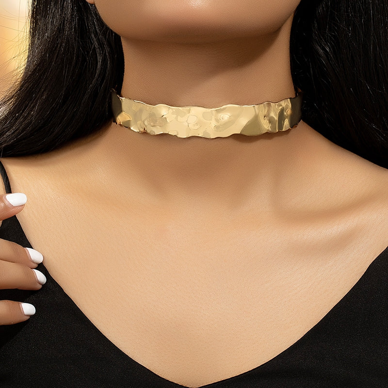 Hip-hop Punk Irregular Geometric Alloy Choker Necklace for Women