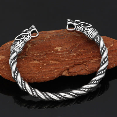 Hip-hop Viking Dragon Stainless Steel Men's Cuff Bracelet