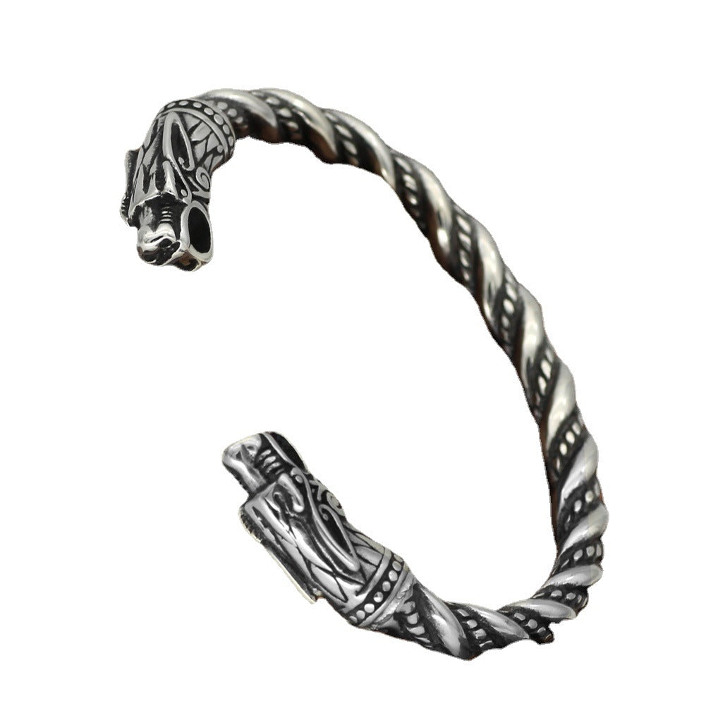 Hip-hop Viking Dragon Stainless Steel Men's Cuff Bracelet