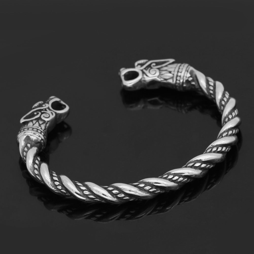 Hip-hop Viking Dragon Stainless Steel Men's Cuff Bracelet