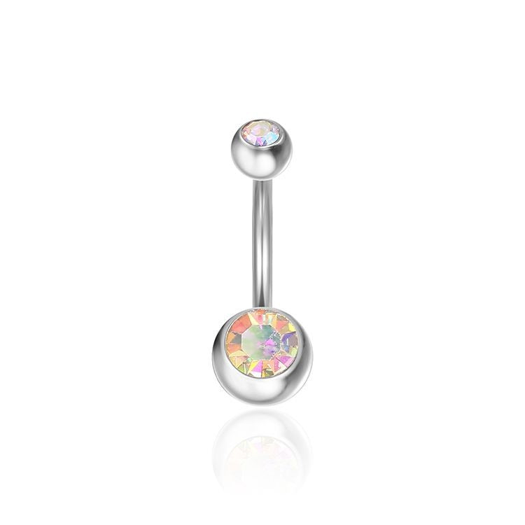 Hip-hop Geometric Stainless Steel Zircon Belly Ring