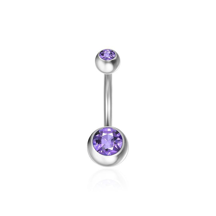 Hip-hop Geometric Stainless Steel Zircon Belly Ring