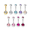 Hip-hop Geometric Stainless Steel Zircon Belly Ring