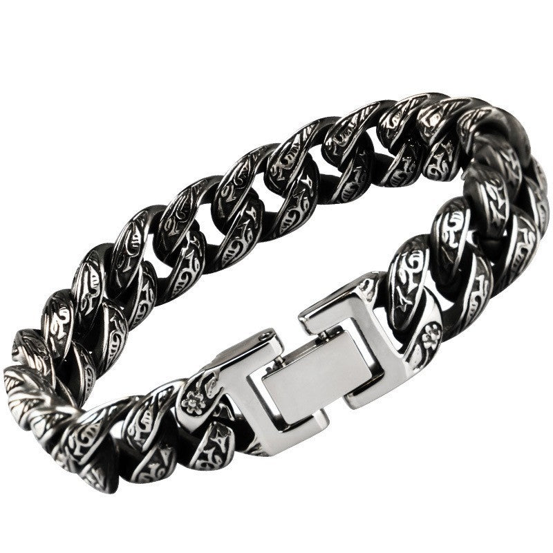 Hip-hop Retro Carved Silver-plated Unisex Bracelet