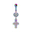 Hip-hop Rock Starry Sky Moon Rhinestone Belly Ring Stainless Steel Alloy White Gold Plated