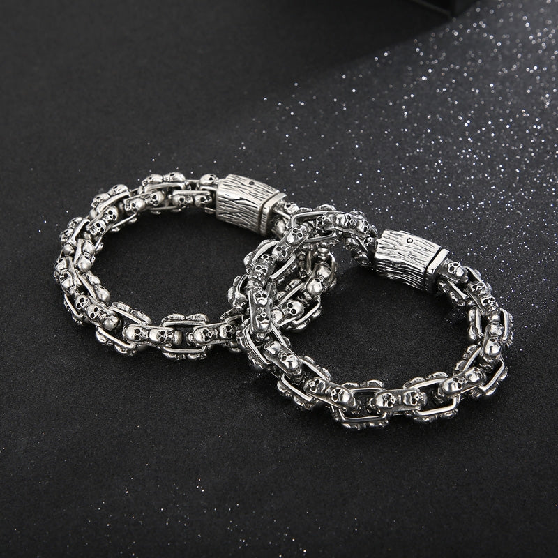 Hip-hop Punk Skull Stainless Steel Men's Bracelet