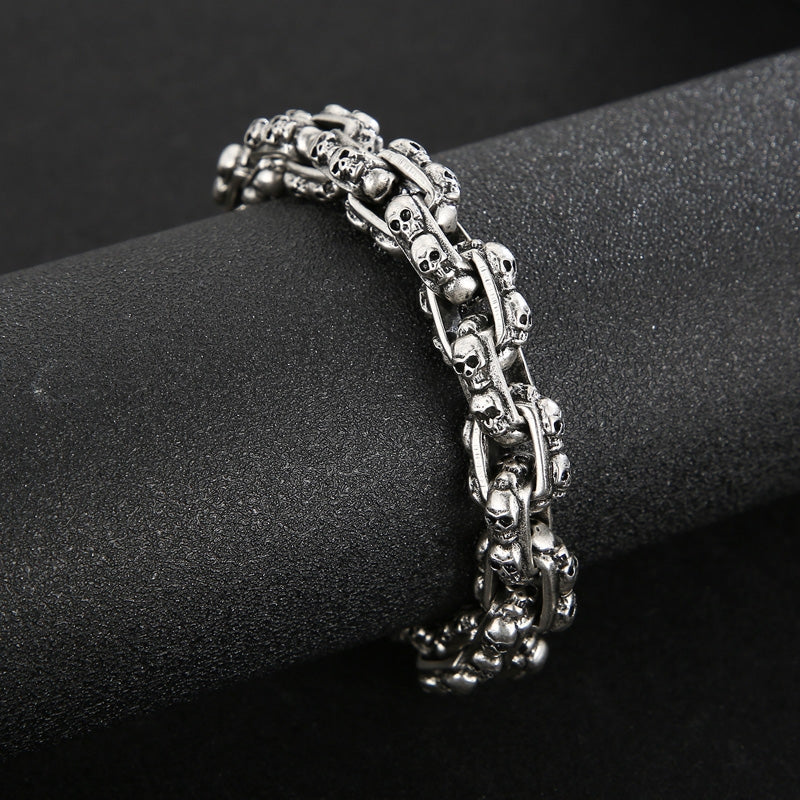 Hip-hop Punk Skull Stainless Steel Men's Bracelet