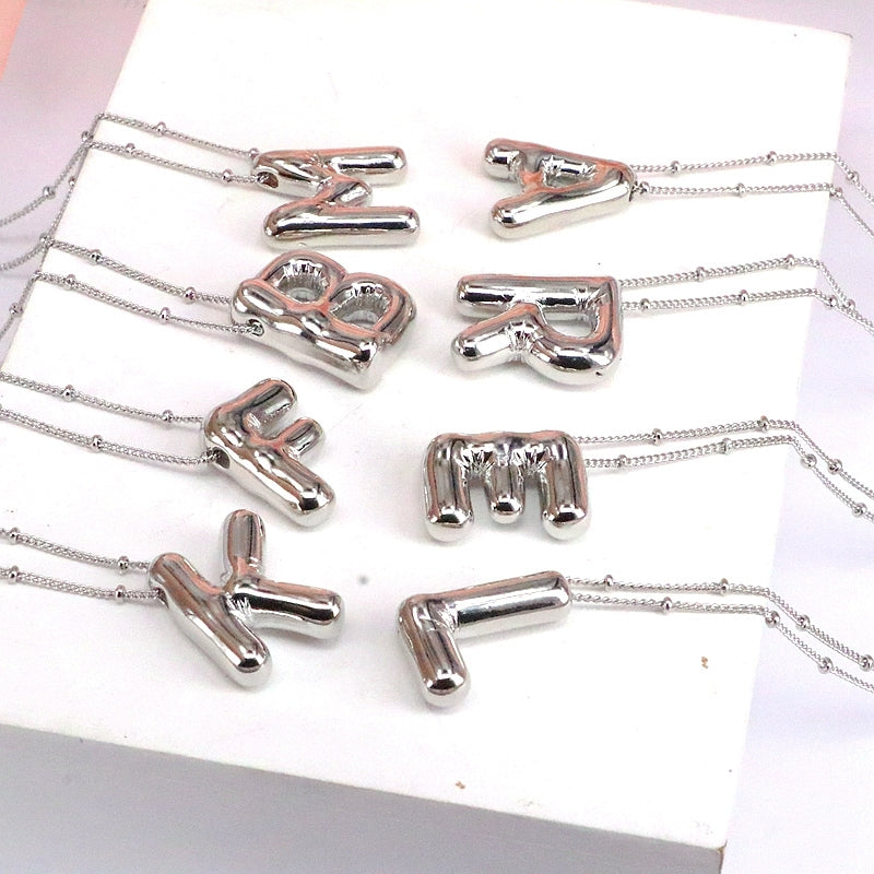 Hip-hop Classic Letter Copper Silver Plated Pendant Necklace