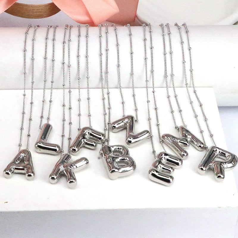 Hip-hop Classic Letter Copper Silver Plated Pendant Necklace