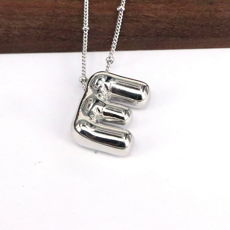 Hip-hop Classic Letter Copper Silver Plated Pendant Necklace