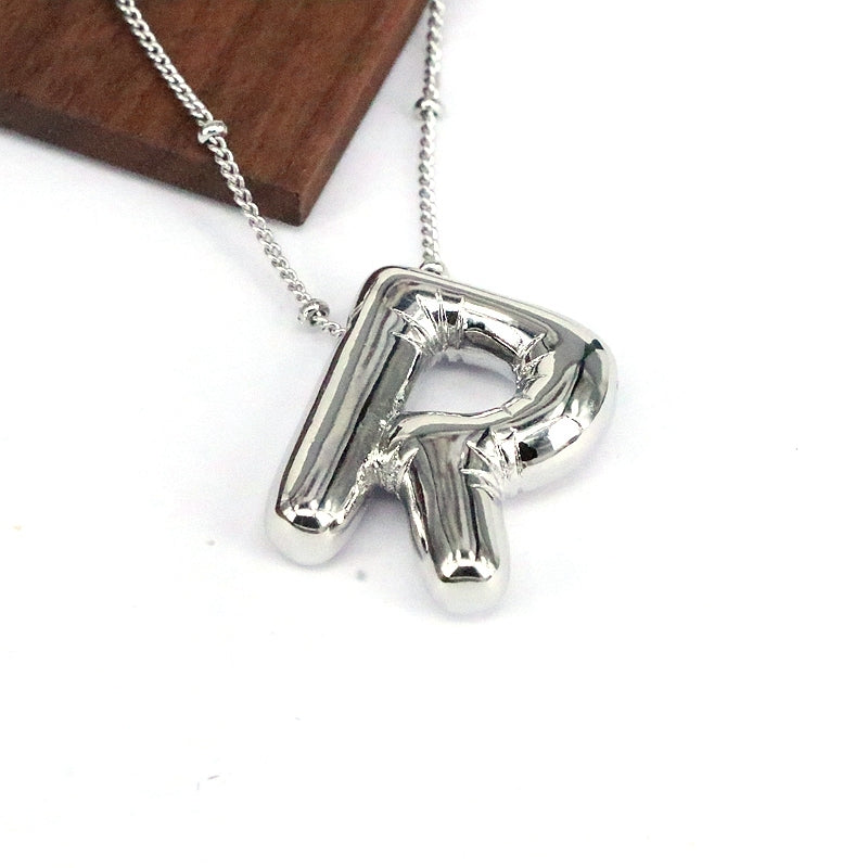 Hip-hop Classic Letter Copper Silver Plated Pendant Necklace