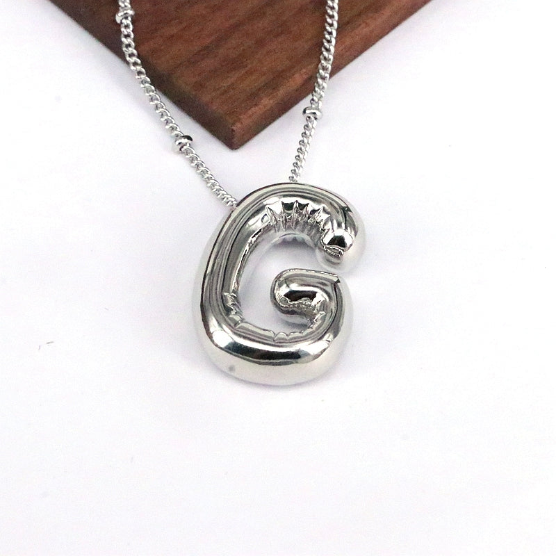 Hip-hop Classic Letter Copper Silver Plated Pendant Necklace