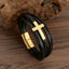 Hip-hop Roman Cross Stainless Steel Multi-layer Braided Leather Men's Bracelet