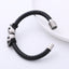 Men's Skull Stainless Steel Leather Bracelet - Woven Titanium Steel Design