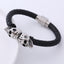 Men's Skull Stainless Steel Leather Bracelet - Woven Titanium Steel Design
