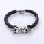 Men's Skull Stainless Steel Leather Bracelet - Woven Titanium Steel Design