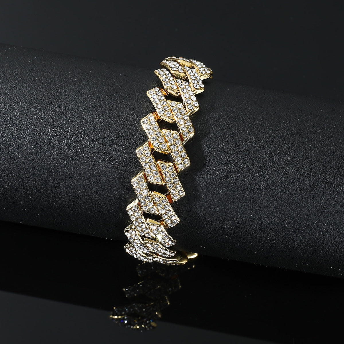 Hip-hop Rhinestone Unisex Bracelet & Cuban Chain Men's Necklace Jewelry