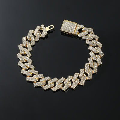 Hip-hop Rhinestone Unisex Bracelet & Cuban Chain Men's Necklace Jewelry