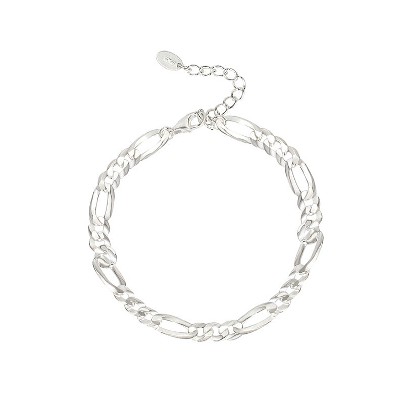 S925 Sterling Silver Figaro Hip Hop Bracelet