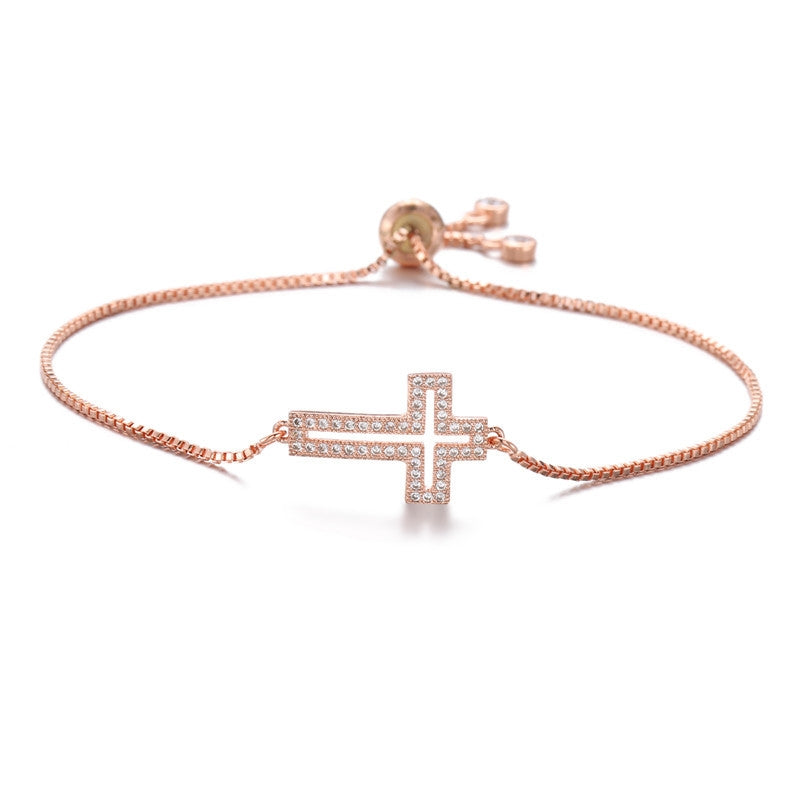 Hollow Geometric Cross Adjustable Bracelet - European and American Jewelry 2022 Collection